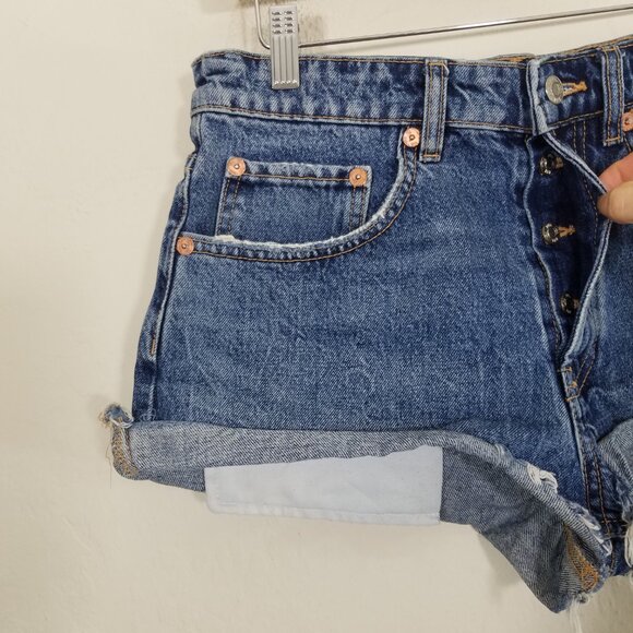 Zara Button Fly Jean Shorts Blue Size 6 - Picture 2 of 4